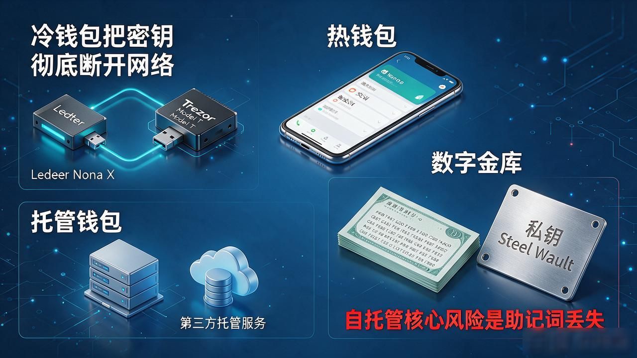 数字货币钱包全景图｜冷钱包热钱包、托管自托管，四类形态一次讲清